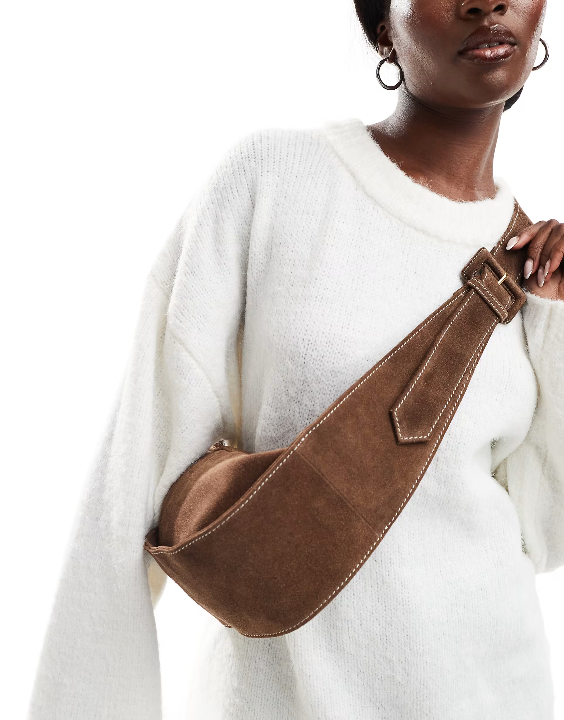 ASOS DESIGN suede sling crossbody bag in chocolate | ASOS | ASOS (Global)