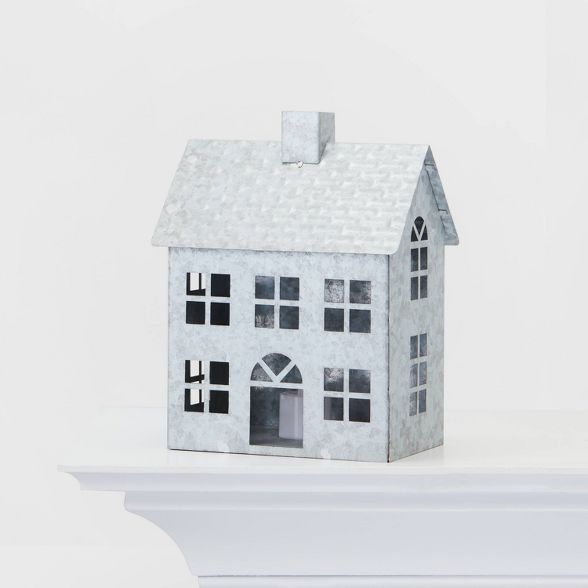 Galvanized Farm House Lit Decorative Figurine Silver - Wondershop™ | Target