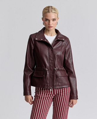 Women's Textured Mock-Neck Jacket | Macy's