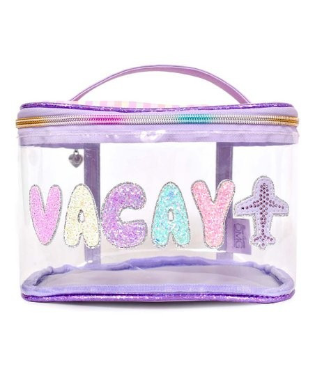 Purple Stripe 'Vacay' Sequin Cosmetic Bag | Zulily