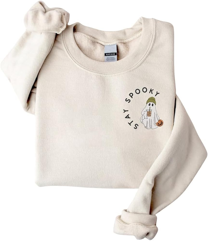 MY4LOVE Halloween Ghost Dog Embroidered Sweatshirt, Embroidered Sweater for Halloween, Sweatshirt... | Amazon (US)