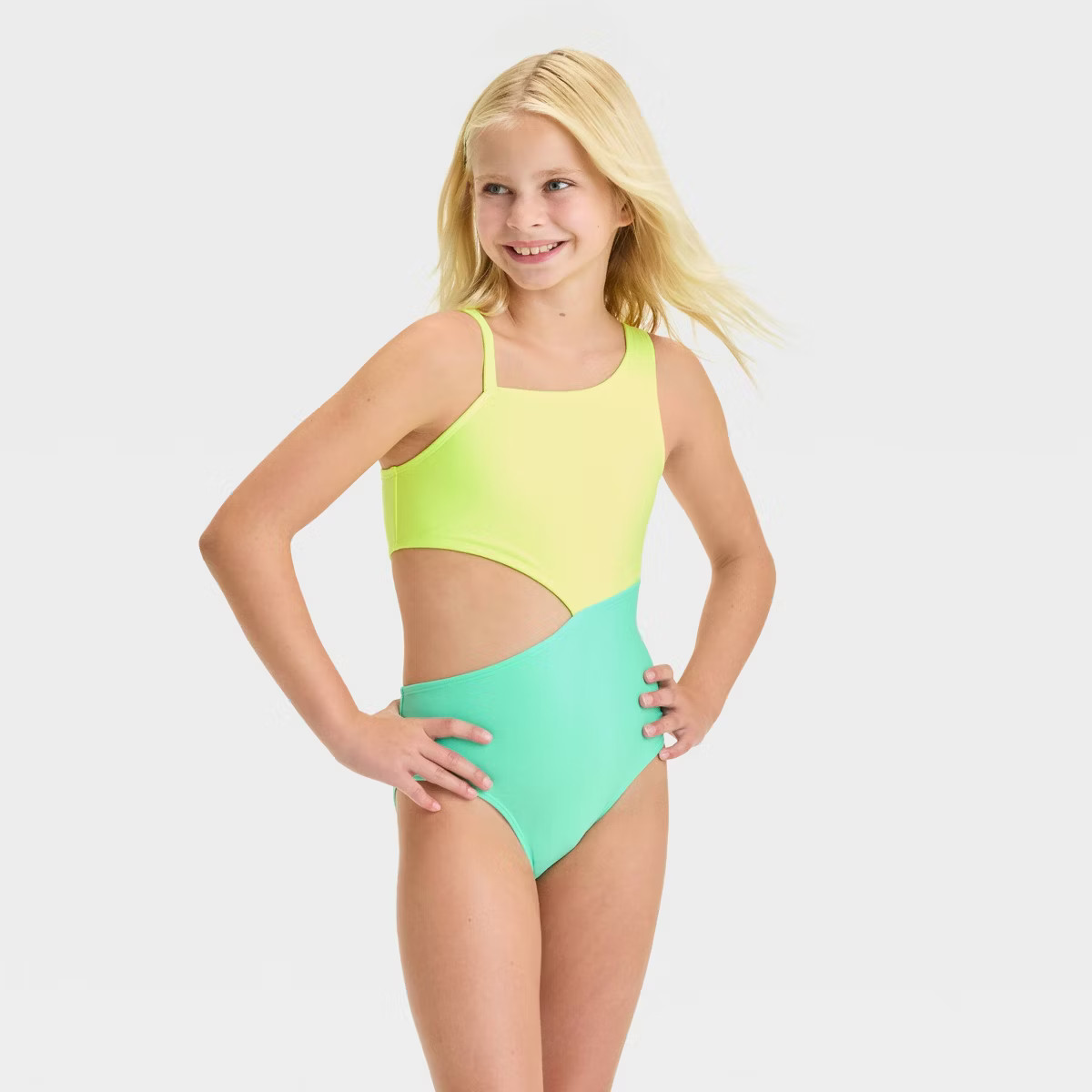 Girls' Solid One Piece Swimsuit - Cat & Jack™ | Target