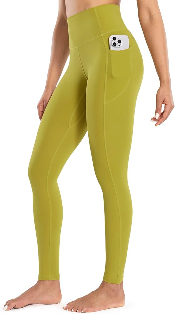 Workout Leggings with Pockets for Women High Waist Yoga Pants 25"/28" Cream Soft Lightweight Athl... | Amazon (US)