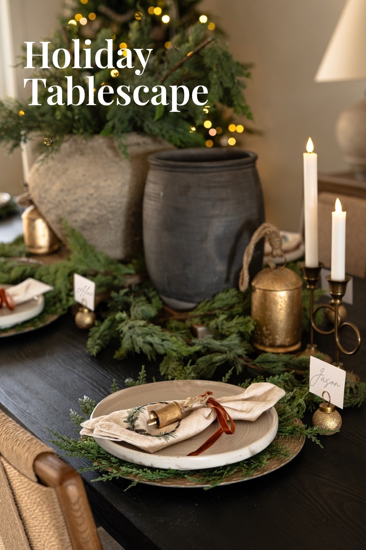 ✨ Want your holiday table to look effortlessly elegant… but still warm and personal?
This Modern Classic tablescape combines gold ornament place cards, velvet ribbon, linen napkins, brass bells, organic evergreen chargers, ceramic plates, and soft candlelight with magical bokeh glow. The perfect mix of cozy, simple, and elevated hosting style.

#porcheandco #holidaytablescape #christmasplacesettings #modernclassictabledecor #holidayhostingideas #evergreendecor #goldaccentshome #linenandvelvet #christmasdinnerideas #festivedetails

Do you want to bring our dreamy Modern Classic style interior design into your own home? 🏡 You’re in luck! Reserve our Online Interior Design packages today -> https://porcheandco.com/edesign ✨ We can’t wait to work with you & design your home with #porcheandco


#LTKSeasonal #LTKHome #LTKHoliday