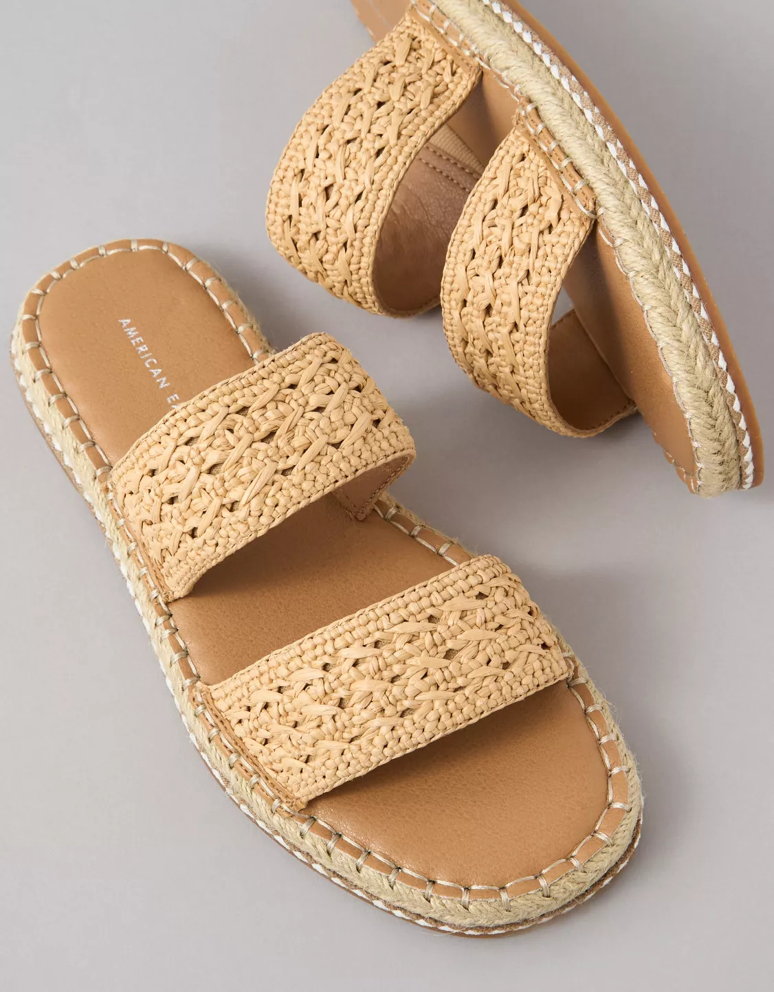 AE Raffia Espadrille Slide Sandal | American Eagle Outfitters (US & CA)
