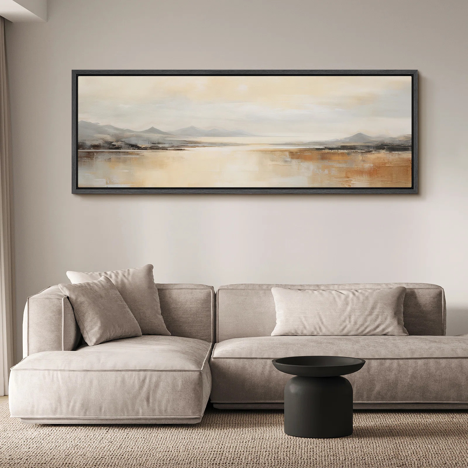 Minimal Landscape "Orange Brown Abstract Mountain Lake Minimalist Extra Large Art Decor Framed Pr... | Wayfair North America