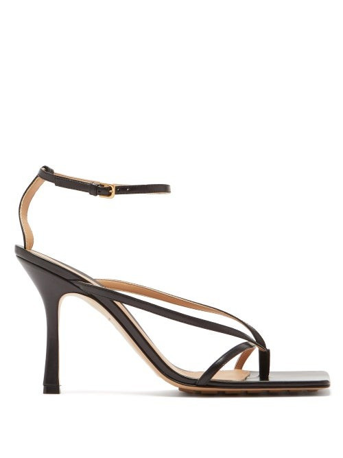 Bottega Veneta - Stretch Square-toe Leather Sandals - Womens - Black | Matches (US)