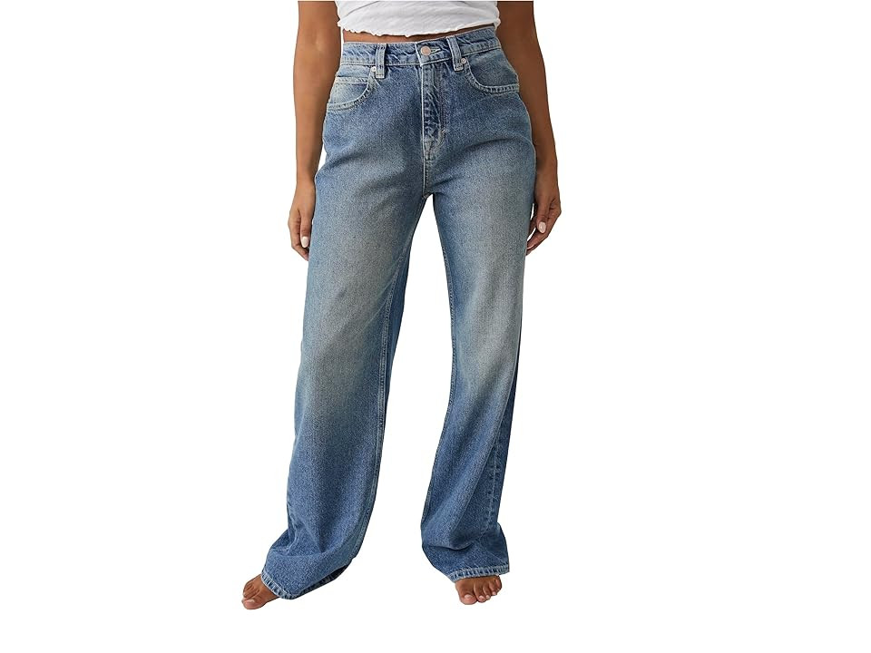 Free People Tinsley Baggy High-Rise Skinny Women's Jeans Hazey Blue : 32, Cotton/Denim | Zappos