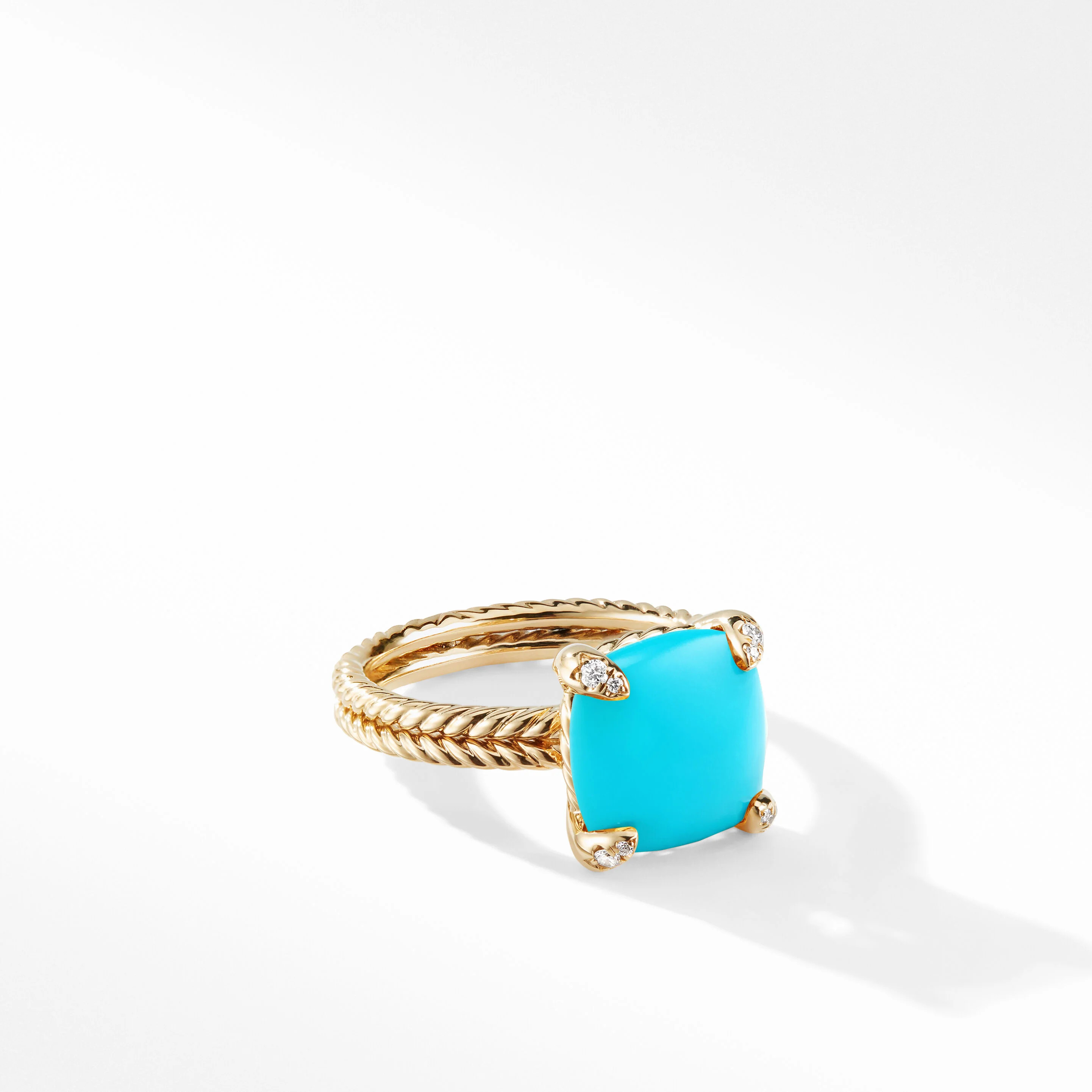 Chatelaine® Ring in 18K Yellow Gold with Turquoise and Pavé Diamonds | David Yurman