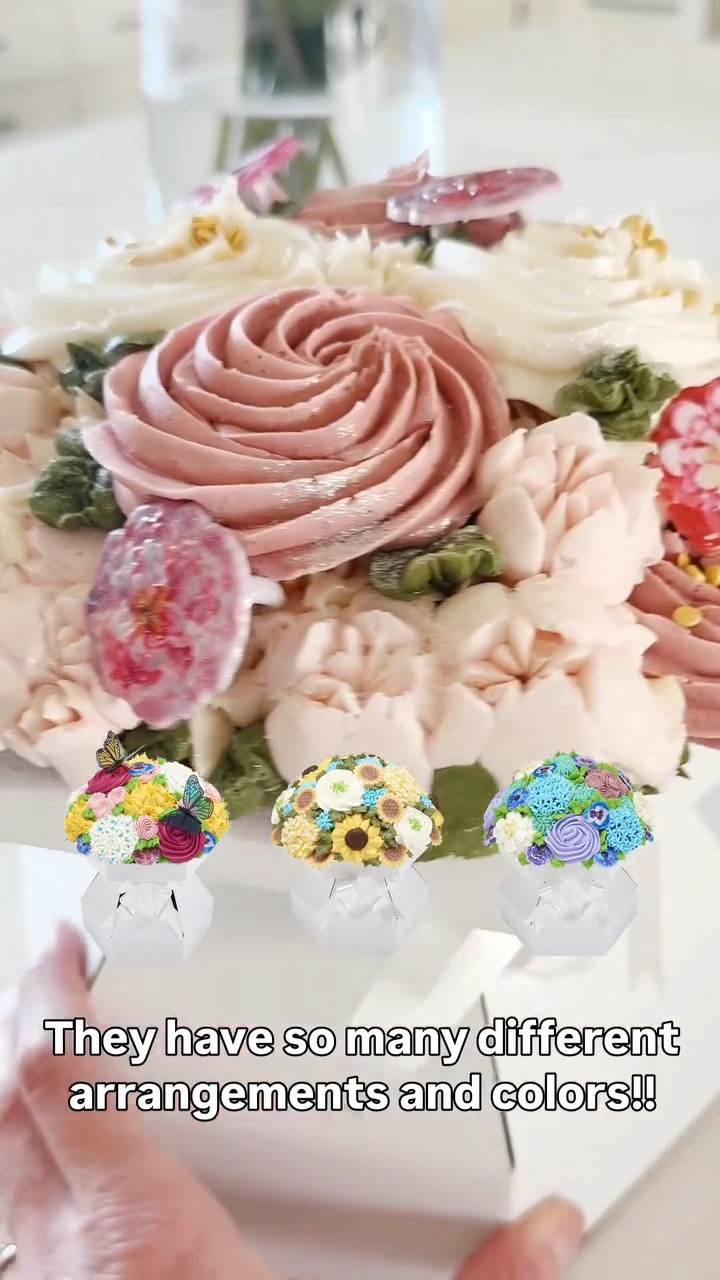 Walmart does it AGAIN 🤩 Comment WOW and I’ll send you the link to this insanely gorgeous cupcake bouquet. 🧁💐 They have so many different options for the flowers too. These are so perfect for any occasion- birthdays, hostess gift, showers, client gifts, just because gifts…or just buy them for yourself, because they taste SO GOOD 🤤 I had to stop myself at two but could have eaten them all!
