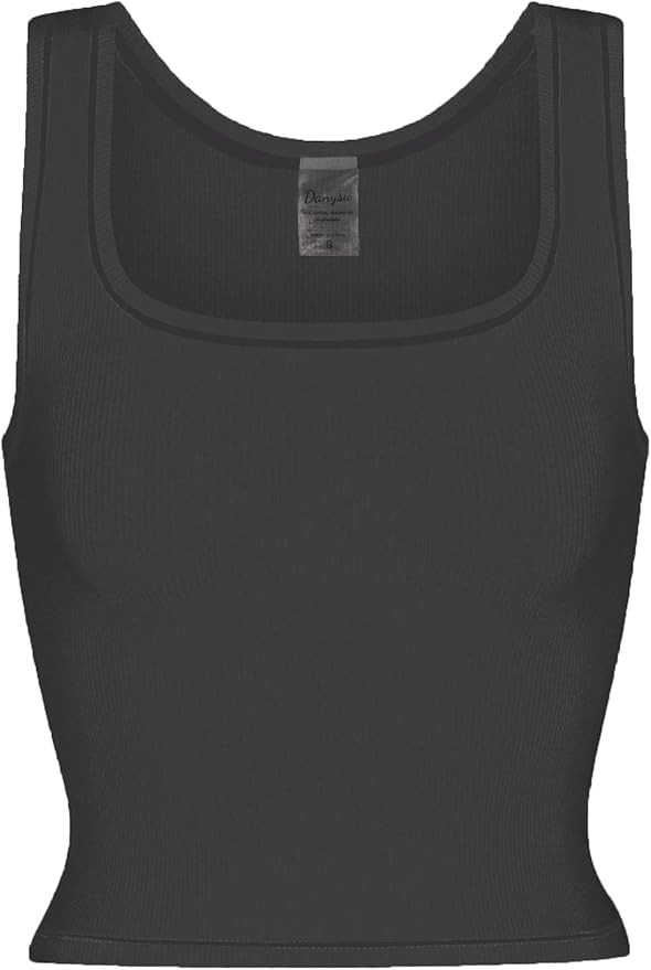 Danysu Women Rib Tank Top Padded Workout Top Square Neck Crop Tank Fitted Basic Cami Tops | Amazon (US)