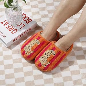 Women's Men's Happy Face Heart-shaped Cat Slippers - Retro Leopard Print, Memory Foam, Soft Plush... | Amazon (US)