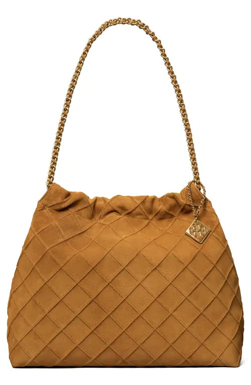 Tory Burch Fleming Soft Suede Hobo Bag in Chicory Brown at Nordstrom | Nordstrom