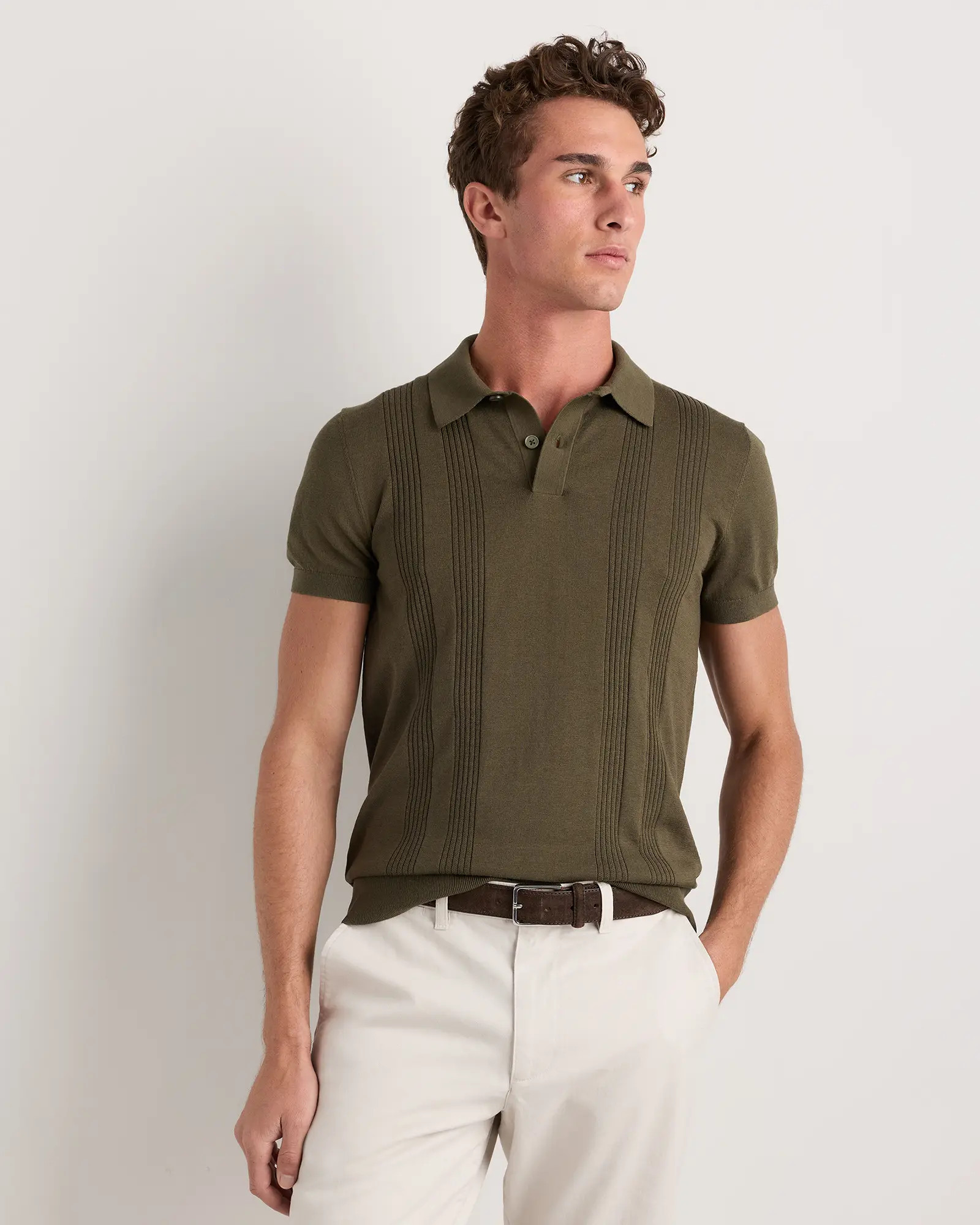 Cotton-Silk Ribbed Short Sleeve Sweater Polo | Quince
