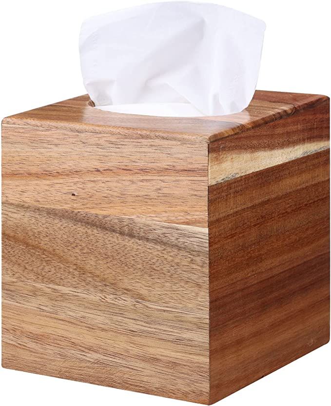 Reviaras Tissue Box Cover, Acacia Wood Tissue Box Cover with Slide-Out Bottom, Tissue Box Cover S... | Amazon (US)