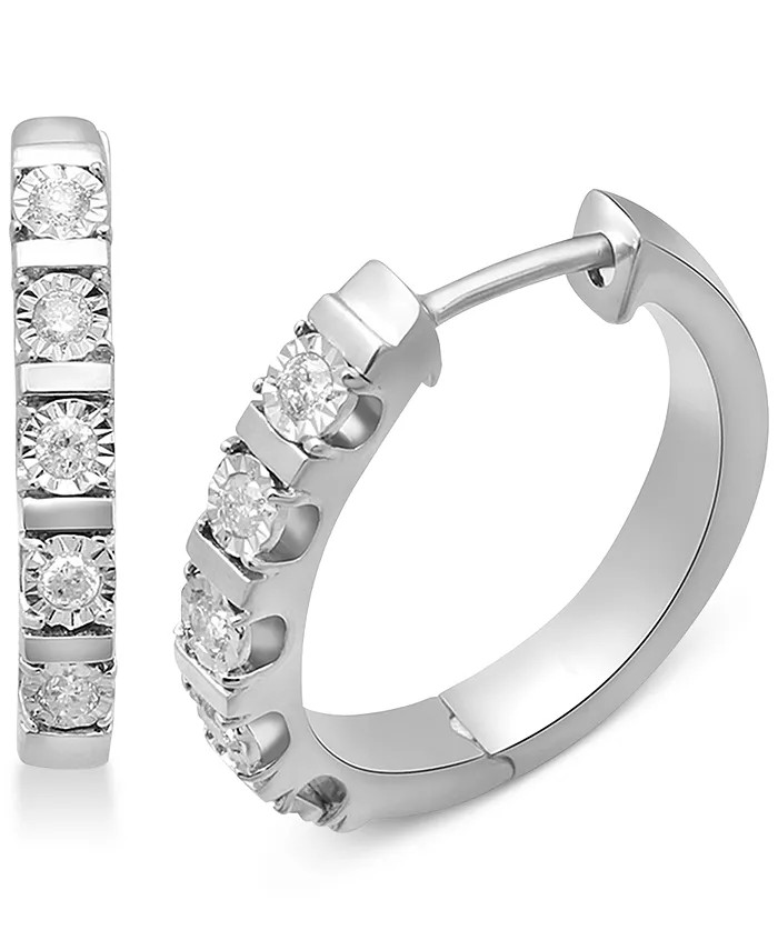Macy's Diamond Hoop Earrings (1/4 ct. t.w.) in Sterling Silver - Macy's | Macy's
