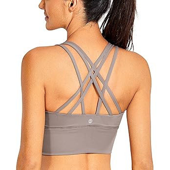 CRZ YOGA Women's Strappy Longline Sports Bras - Wirefree Padded Medium Impact Workout Crop Tank T... | Amazon (US)
