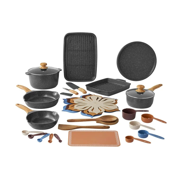 The Pioneer Woman 32-Piece Nonstick Cookware and Kitchen Utensil Set, Charcoal | Walmart (US)
