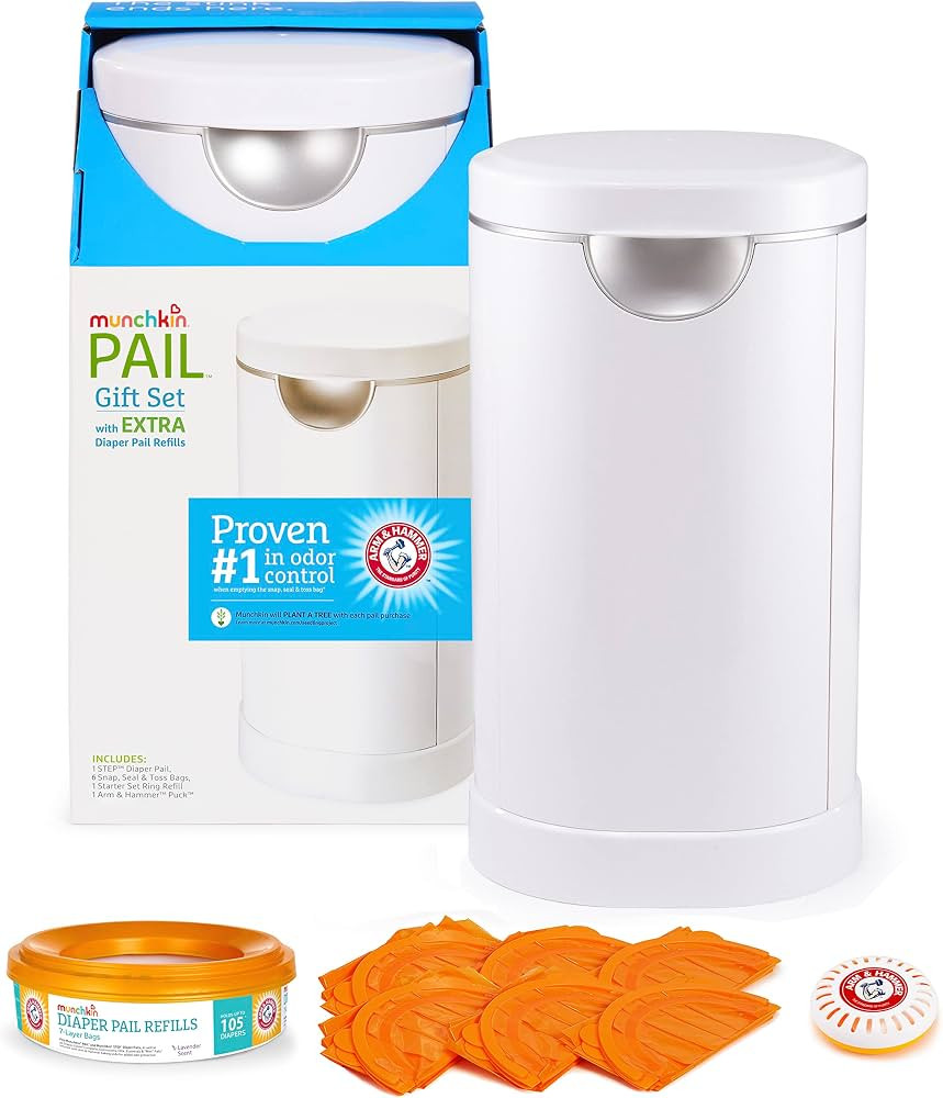 Munchkin® Diaper Pail Baby Registry Starter Set, Powered by Arm and Hammer, Includes 1 Month Ref... | Amazon (US)