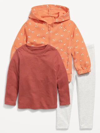 Zip Hoodie, Long-Sleeve T-Shirt &#x26; Leggings 3-Pack for Toddler Girls | Old Navy (US)