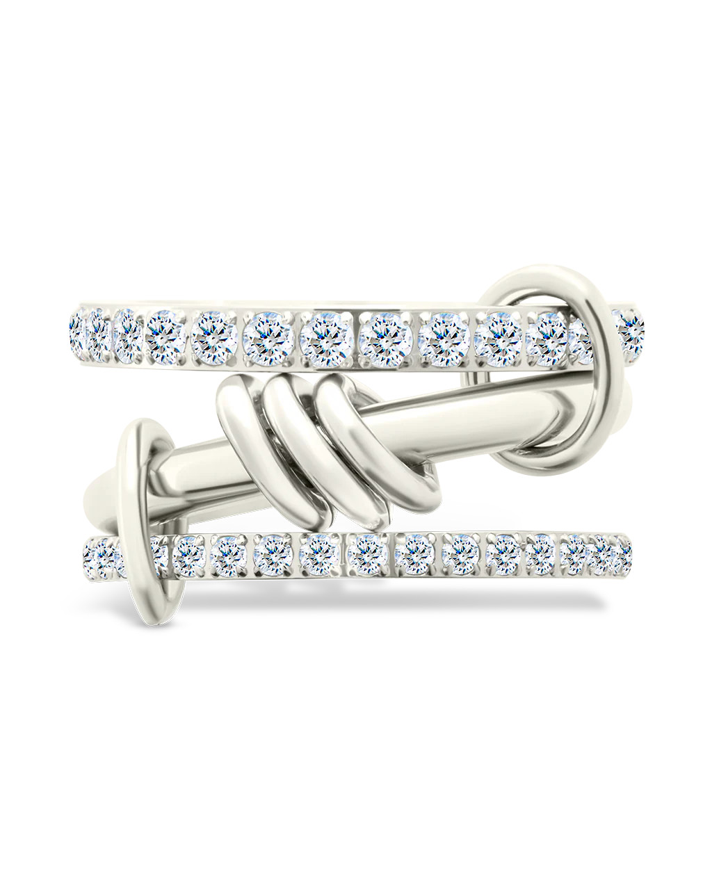 Sterling Silver Birgitta CZ Link Stacking Ring | Sterling Forever