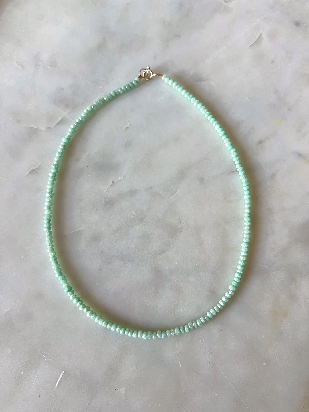 Dainty Mint Gemstone Necklace - Etsy | Etsy (US)