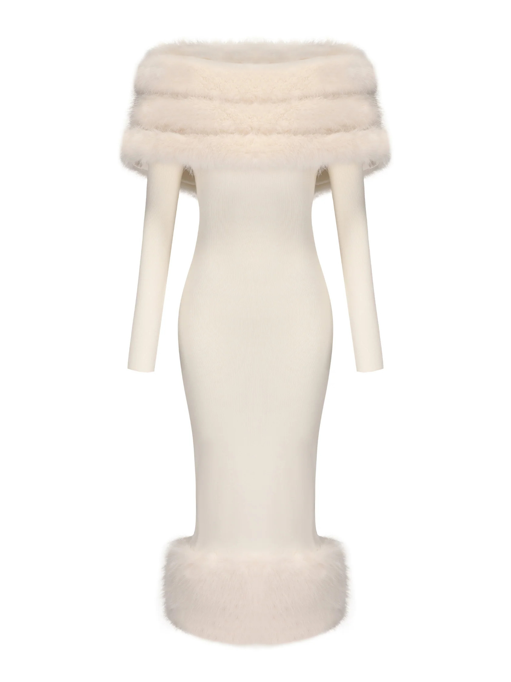 Natalia Fur Dress (White) | Nana Jacqueline