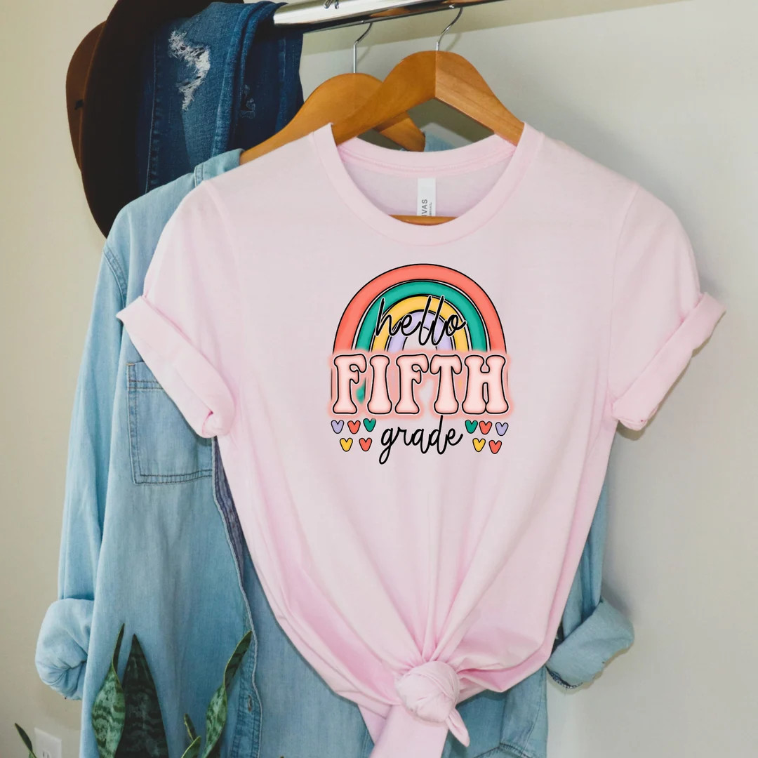 Hello Fifth Grade Shirt, Back to School Shirt, Gift for Teachers, Teacher Shirt, First Day Fifth ... | Etsy (US)
