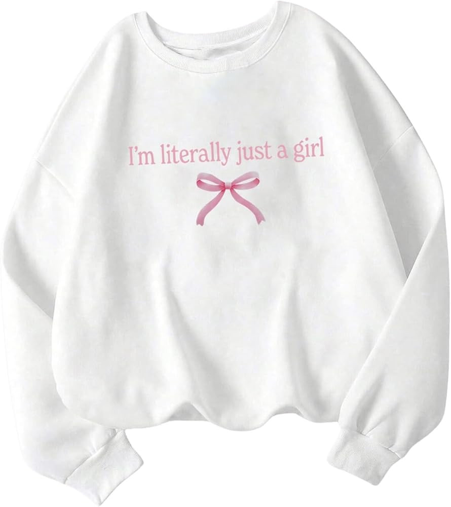 GORGLITTER Women's Cute Bow Sweatshirt Crewneck Letter Graphic Long Sleeve Pullover Tops | Amazon (US)