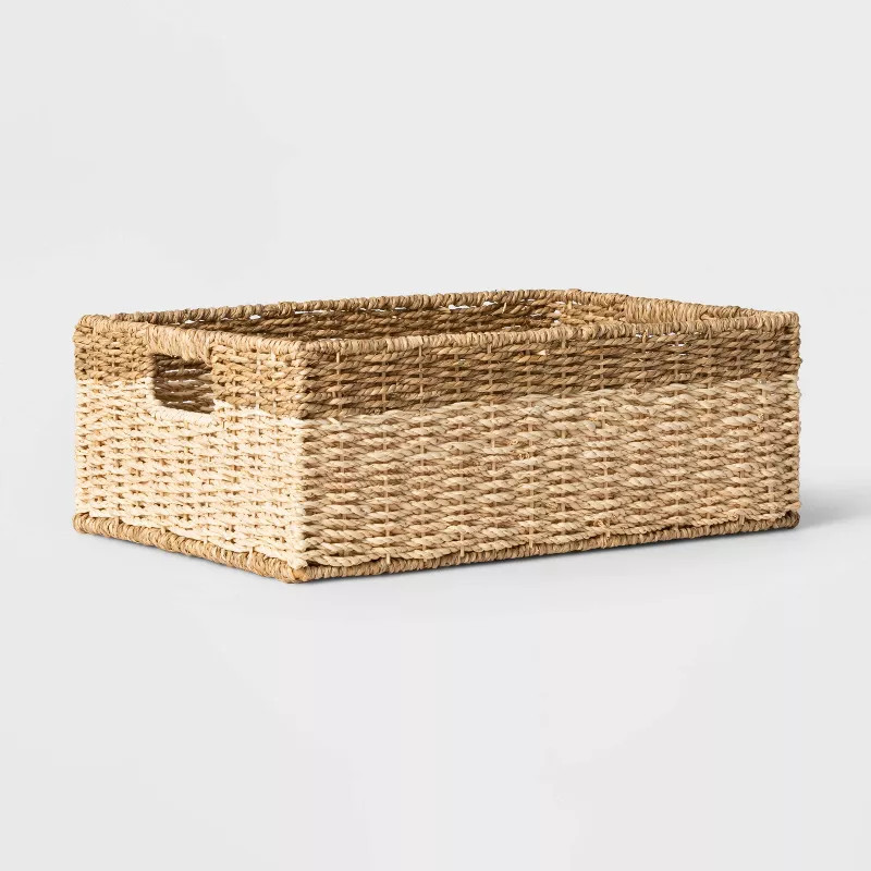 Palm Leaf and Seagrass Folio Bin White - Threshold™ | Target