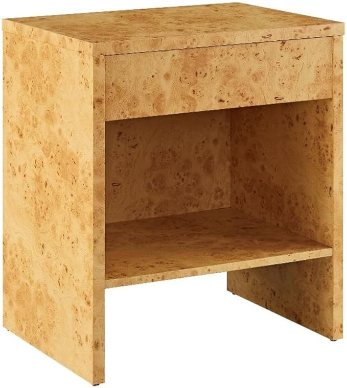 Modway Hudson 1-Drawer Burl Wood Nightstand with Shelf | Amazon (US)