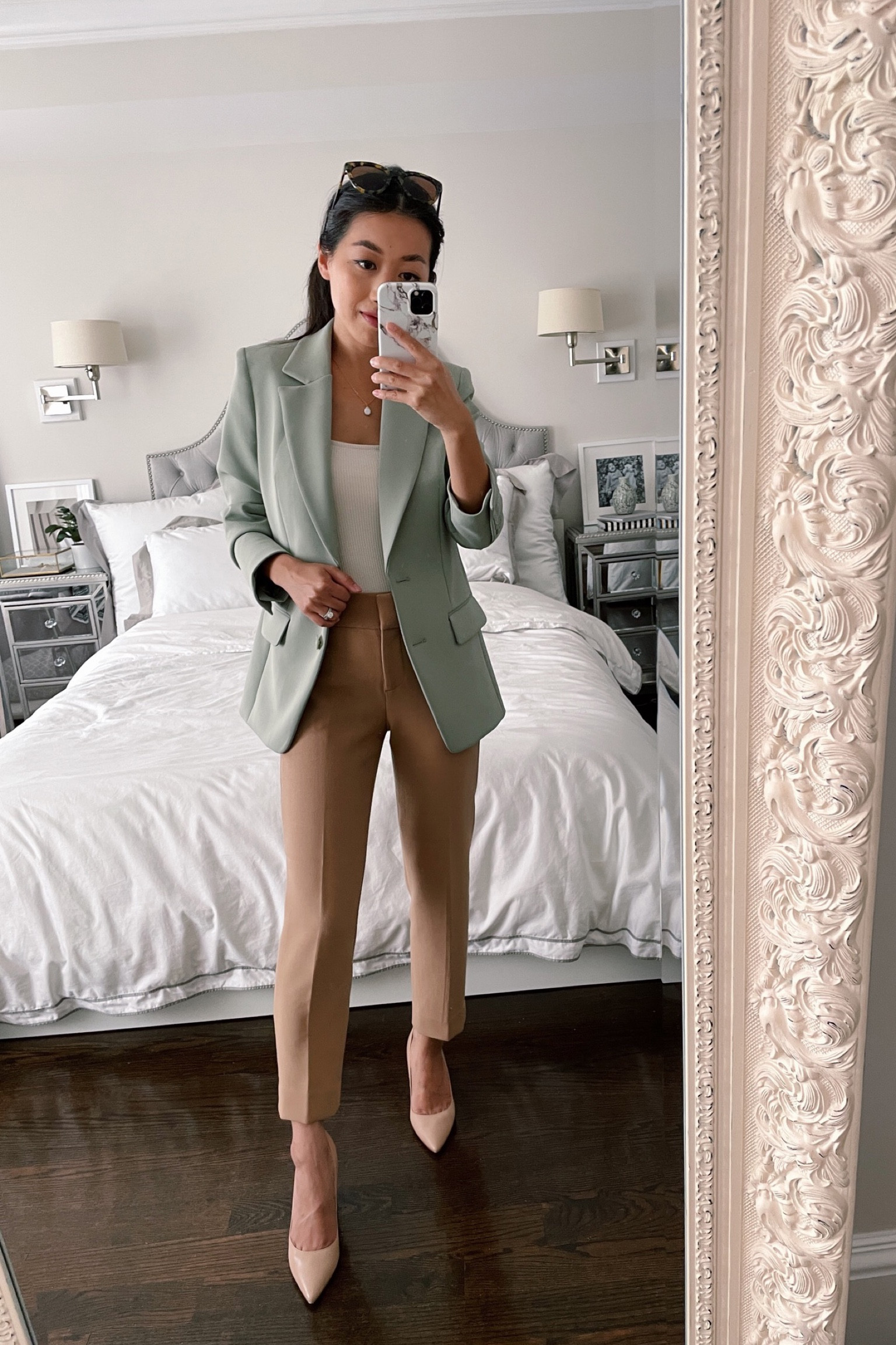 On sale: J.Crew Cameron pants, a longtime petite classic with a tapered leg and cropped length. I sized up to a 0 in these as they run pretty slim. They’re now available in both an original rise and higher rise. Mine are the original (only way to tell is, the product title does not say high rise). I have not yet tried these in high rise but I might prefer that these days! 
•Marc Fisher block heels size 5 (run narrow; go up 1/2 if between sizes)
•Express boyfriend blazer xxs petite (old; similar options linked)

#petite

#LTKworkwear #LTKSeasonal