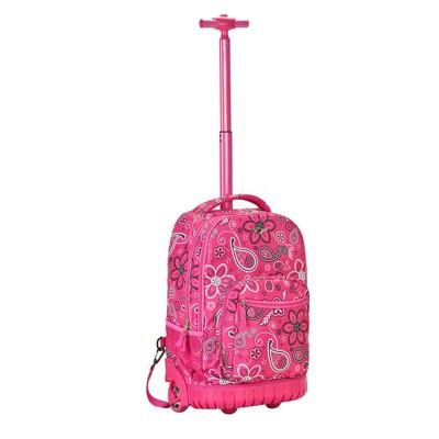Rockland Rolling 21" Backpack - Pink Bandana | Target