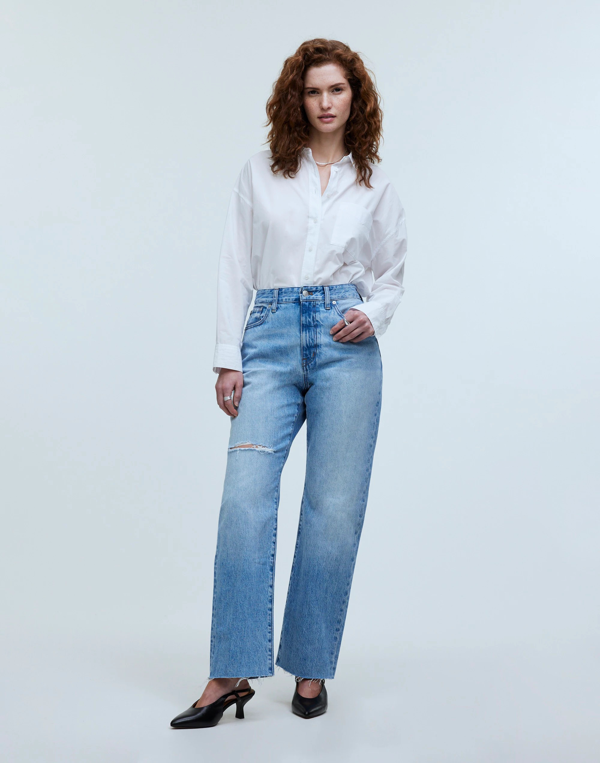 The Curvy '90s Straight Jean in Revoir Wash: Ripped Edition | Madewell