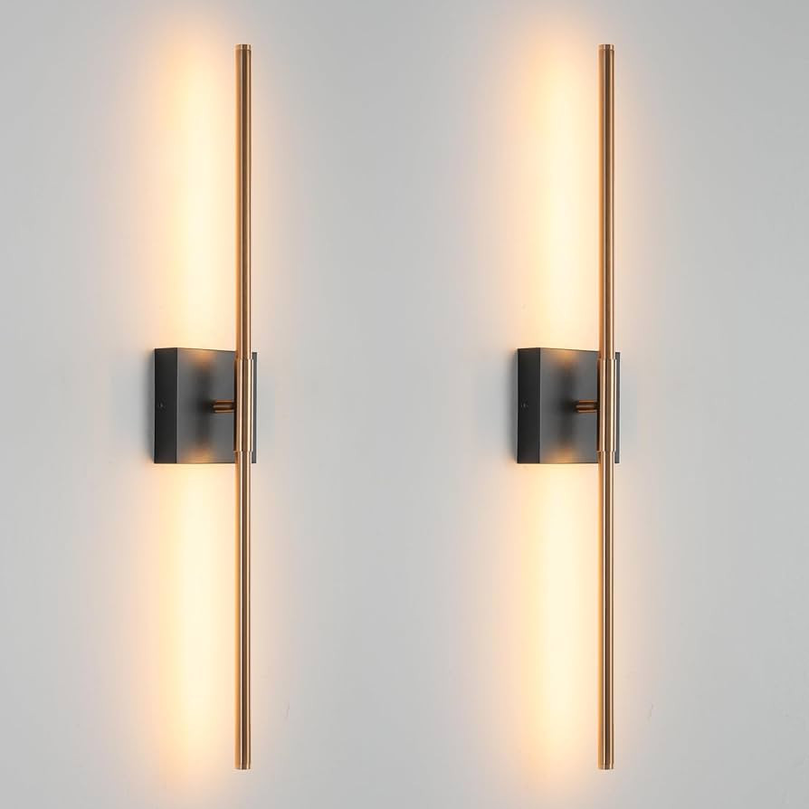 Wall Sconces Set of 2 Led Wall Sconce Black and Brass Gold Wall Sconces 3000K Wall Light Bathroom... | Amazon (CA)