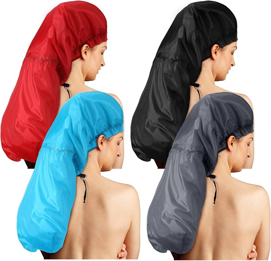 4 Pcs Jumbo Braids Shower Caps for Women Long Hair Extra Large Shower Caps for Dreadlocks Foldabl... | Amazon (US)