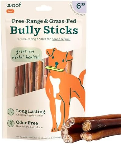 WOOF Bully Sticks Dog Treats - Chew Sticks for Dogs - Long-Lasting Dog Chew Treats - Made with Fr... | Amazon (US)