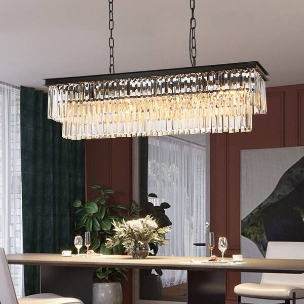 Modern Crystal Chandelier 40 in. 7-Light Chrome Pendant Lighting - Overstock - 36064034 | Bed Bath & Beyond