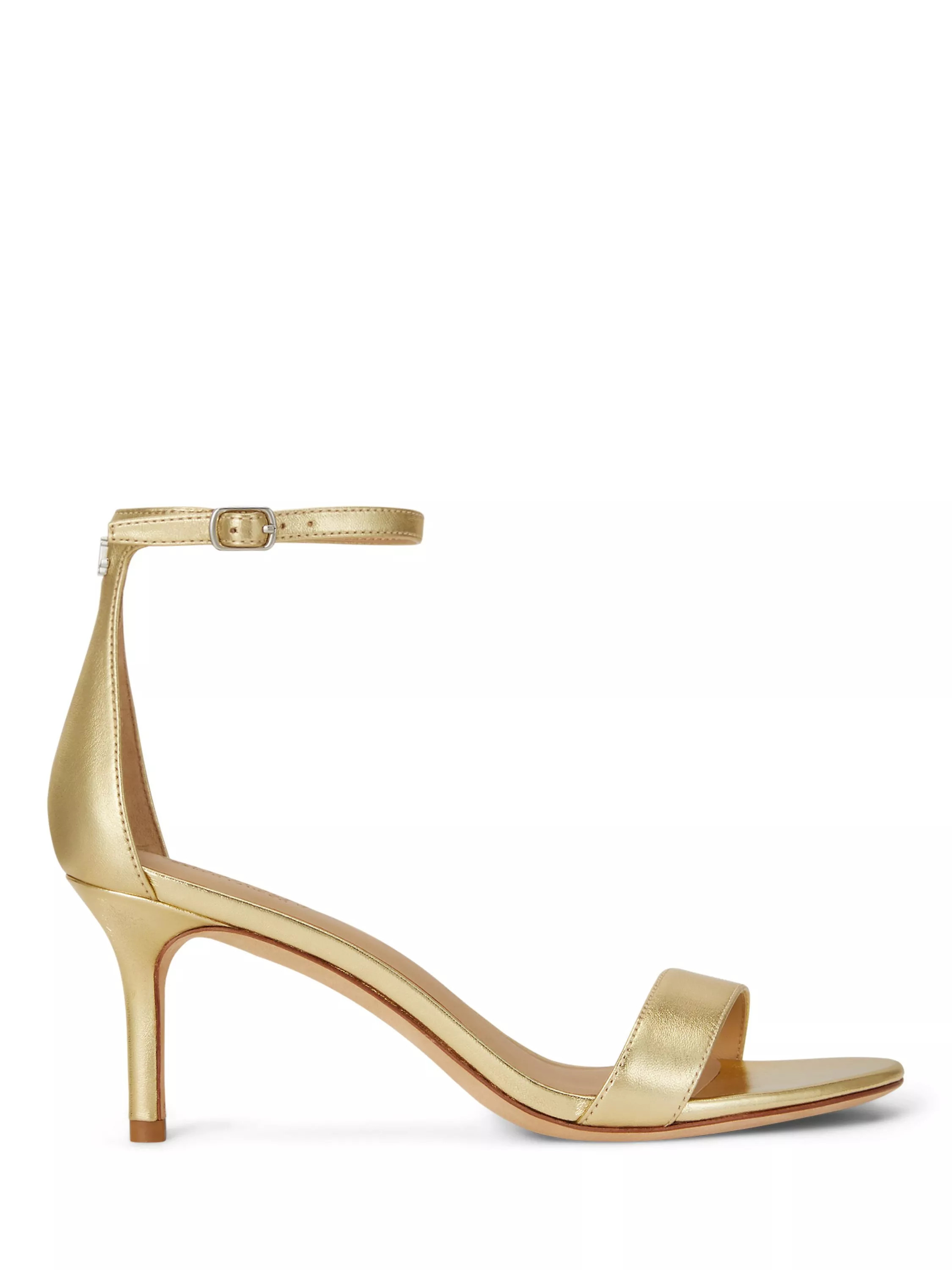 Lauren Ralph Lauren Allie Heeled Leather Sandals, Gold | John Lewis (UK)