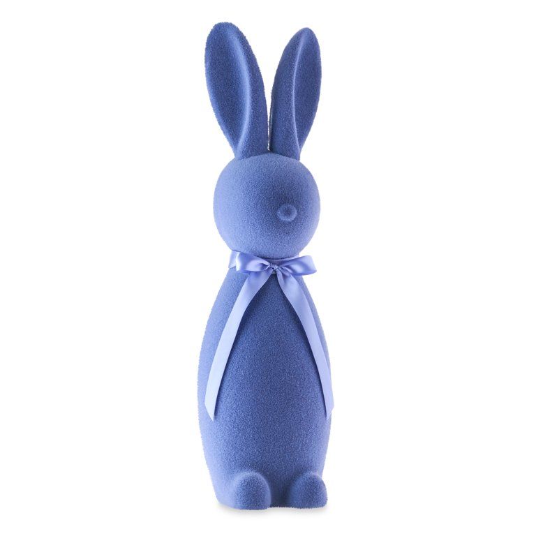 Way to Celebrate Easter Flocked Bunny Decor, Periwinkle Blue, 27" | Walmart (US)