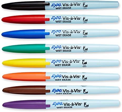EXPO 16678B Vis-A-Vis Wet-Erase Overhead Transparency Markers, Fine Point, Assorted Colors, 8-Cou... | Amazon (US)
