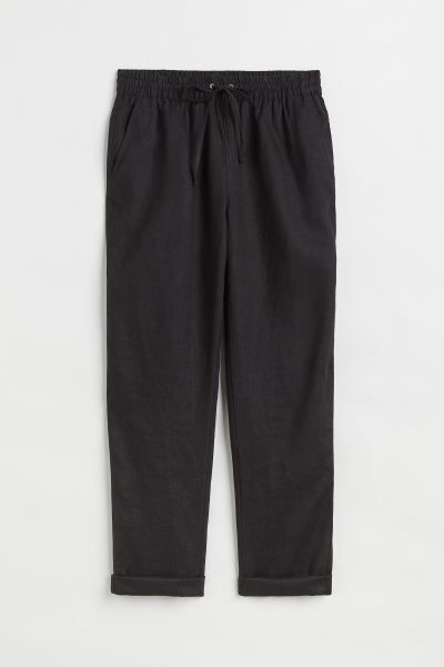 Ankle-length joggers in airy linen with a regular, elasticated drawstring waist and diagonal side... | H&M (UK, MY, IN, SG, PH, TW, HK)