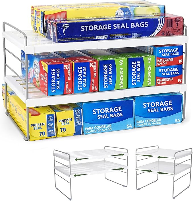 Pantry Organization and Storage for Kitchen - Expandable Kitchen Wrap Box Organizer Rack, Foil Or... | Amazon (US)