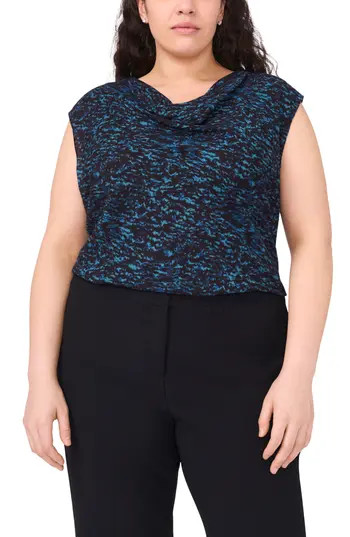 Halogen® Cowl Neck Sleeveless Crepe Top in Rich Black at Nordstrom Rack, Size 2X | Nordstrom Rack