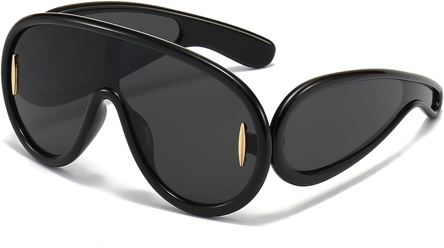 Trendy Wave Mask Sunglasses for Women Men Oversized Shield Sun Glasses Fashion Designer Style | Amazon (US)