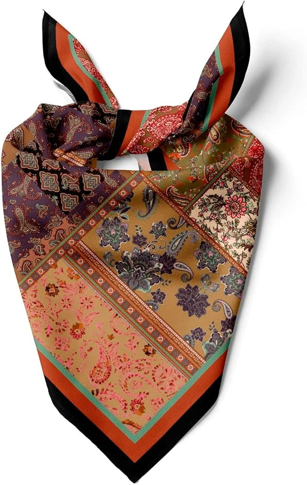 dscarf Womens Neck Scarf 21"x21" Small Square | Headband Scarf Ethnic Bandana Head Scarf Flowerin... | Amazon (US)