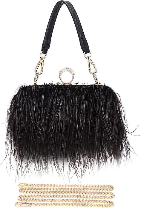 Feather Purse Feather Clutch Feather Bag Handbags Ostrich Pink Feather Purse Ostrich Clutch Feath... | Amazon (US)