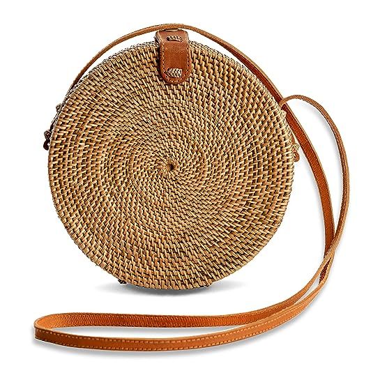 Rattan Bags for Women - Handmade Wicker Woven Purse Handbag Circle Boho Bag Bali | Amazon (US)