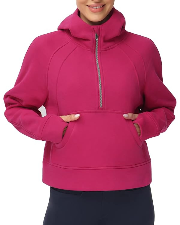 THE GYM PEOPLE Womens' Hoodies Half Zip Long Sleeve Fleece Crop Pullover Sweatshirts with Pockets... | Amazon (US)