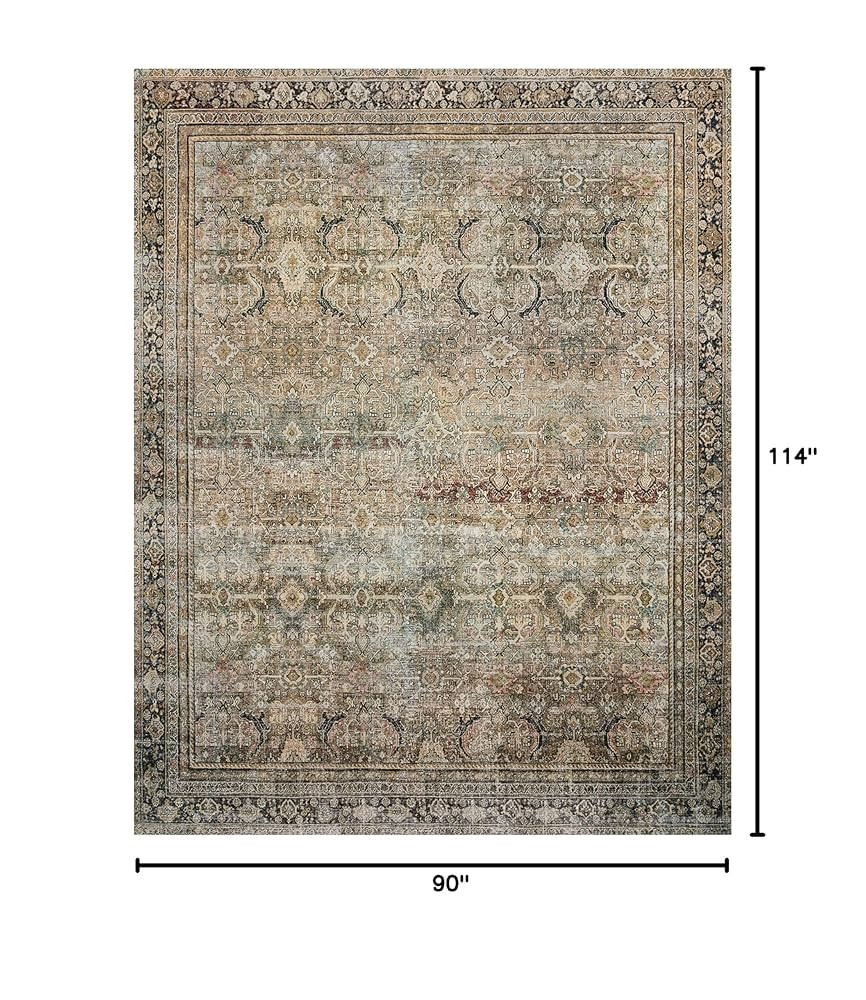 Loloi II Layla Collection, LAY-03, Olive/Charcoal, 7'-6" x 9'-6", .13" Thick, Area Rug, Soft, Dur... | Amazon (US)